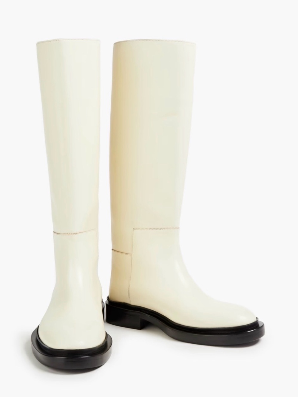 Jil Sander Cream Leather Over-the-Knee Boots